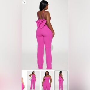 Fashion Nova Vibrant Pink Jumpsuit with Bow Accent